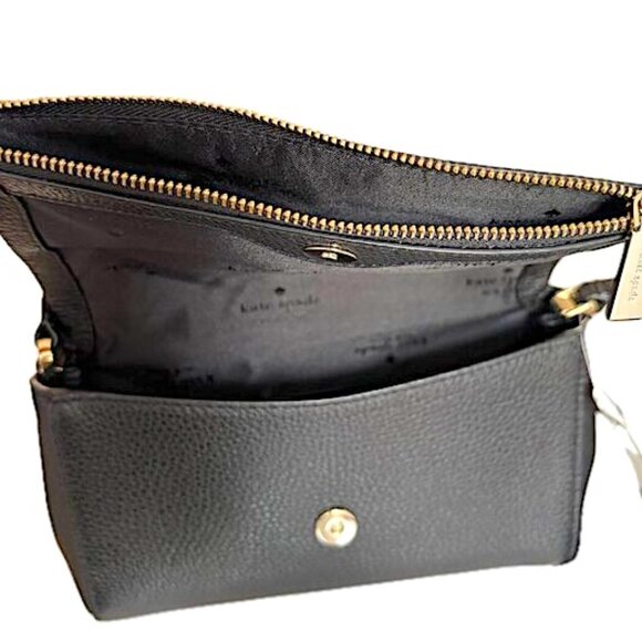 Kate Spade Leila Mini Zip Leather Crossbody Bag in Black NWT $329 - Picture 7 of 12